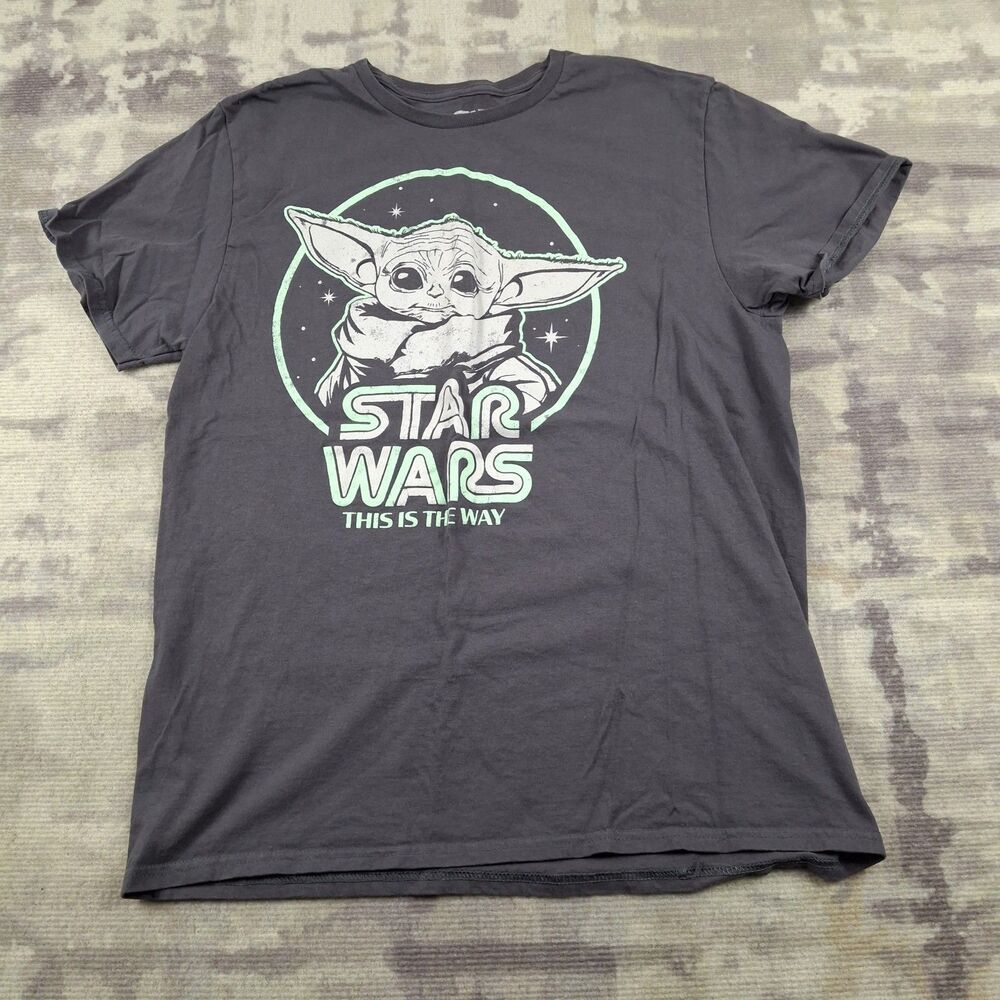 Star Wars Mandalorian T Shirt Mens Size L Gray Grogu Baby Yoda This Is The...